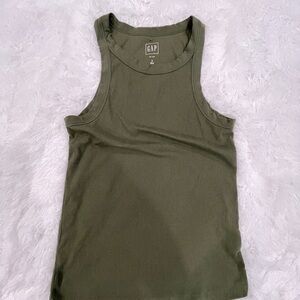 GAP Olive Ribbed Crewneck Tank